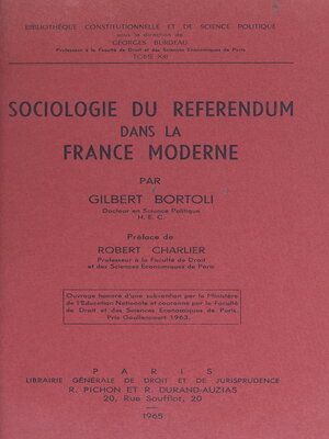 cover image of Sociologie du référendum dans la France moderne